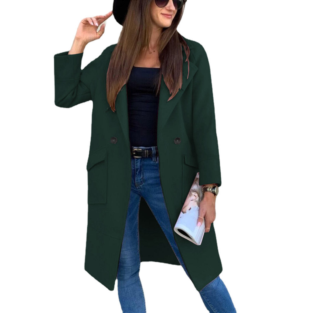 Damen Elegante und vielseitige Longjacke mit praktischen Taschen und Button-Details Drune