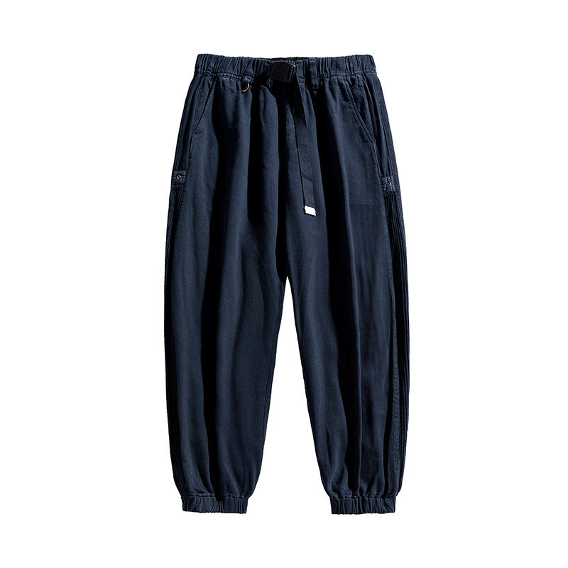 Herren Urbaner Relaxed-Jogger im Canvas‑Look mit verstellbarem Webgürtel und Utility‑Nähten Drune