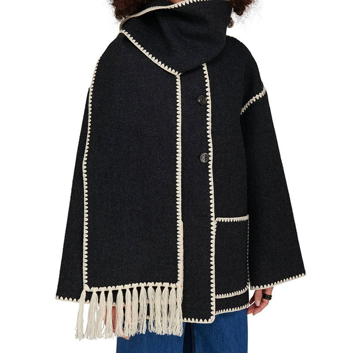 Damen Elegante und komfortable Wolle-Mantel Drune