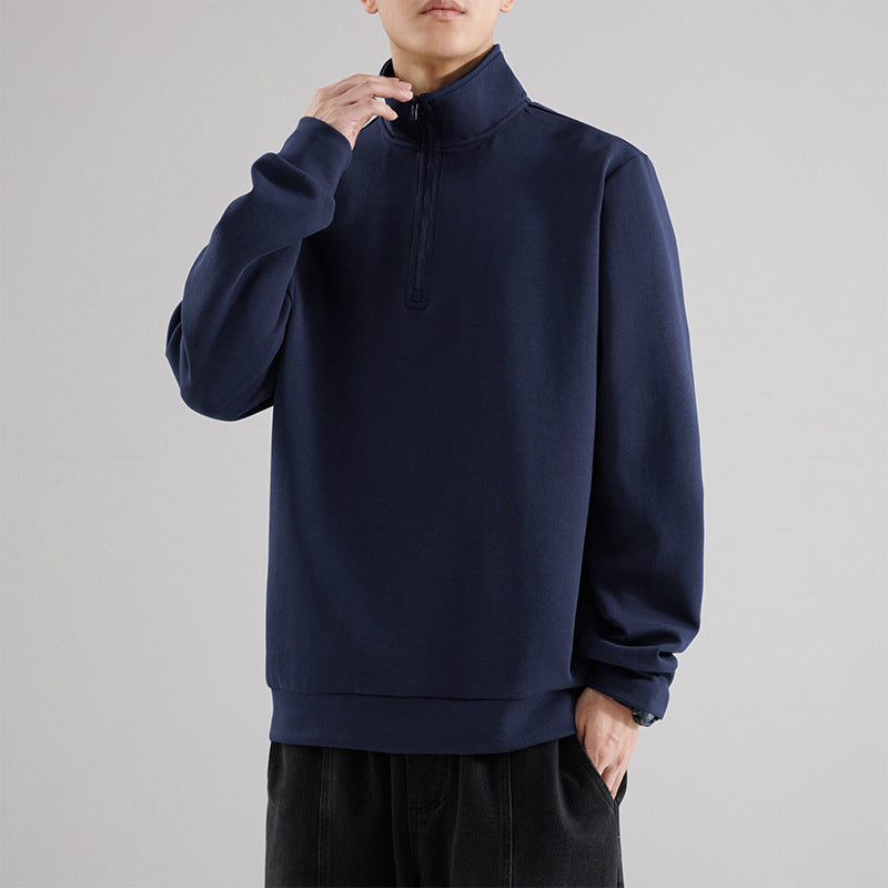 Herren Oversized-Halbzip-Sweatshirt mit hohem Stehkragen, schwerer French-Terry und minimalistischem Design Drune