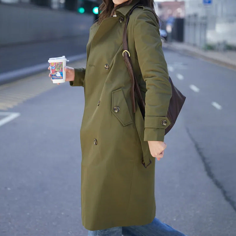 Damen Trenchcoat mit doppelter Knopfleiste und Taillengürtel Drune