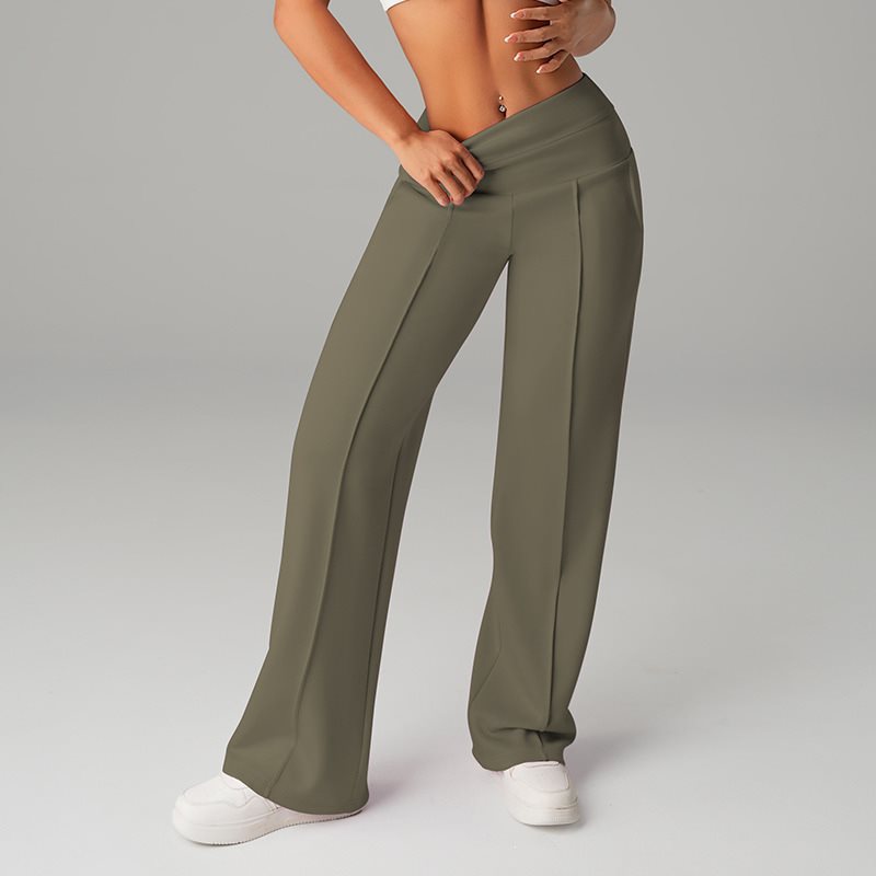 Damen High‑Waist Palazzo‑Sweatpants mit Bügelfalte und Komfortbund Drune