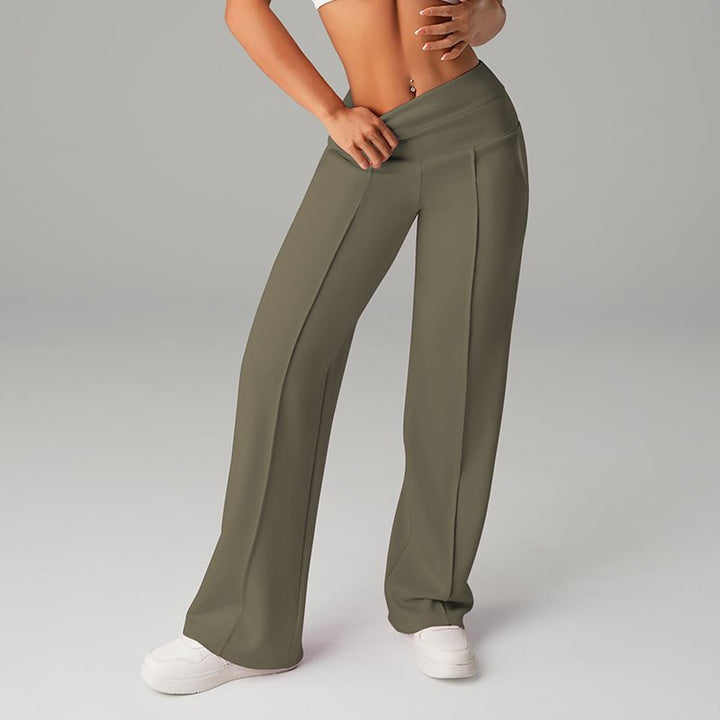 Damen High‑Waist Palazzo‑Sweatpants mit Bügelfalte und Komfortbund Drune