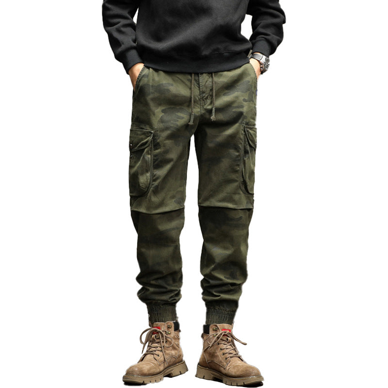 Herren Camouflage Cargo-Jogginghose mit elastischem Bund, Bündchen und Mehrfach-Taschen Drune