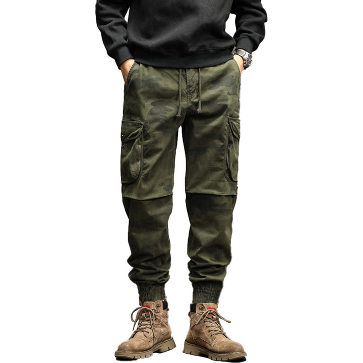 Herren Camouflage Cargo-Jogginghose mit elastischem Bund, Bündchen und Mehrfach-Taschen Drune
