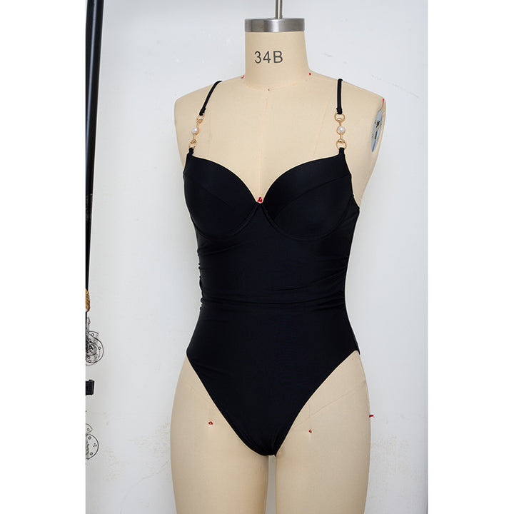 Damen Einteiler Badeanzug mit elegantem Push-Up-Bustier Drune