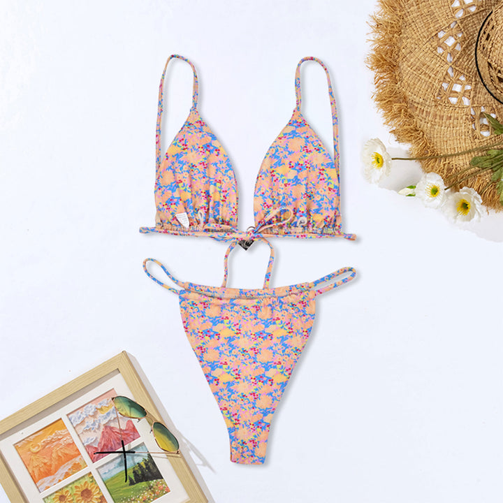 Damen Blumenmuster Triangel-Bikini Drune
