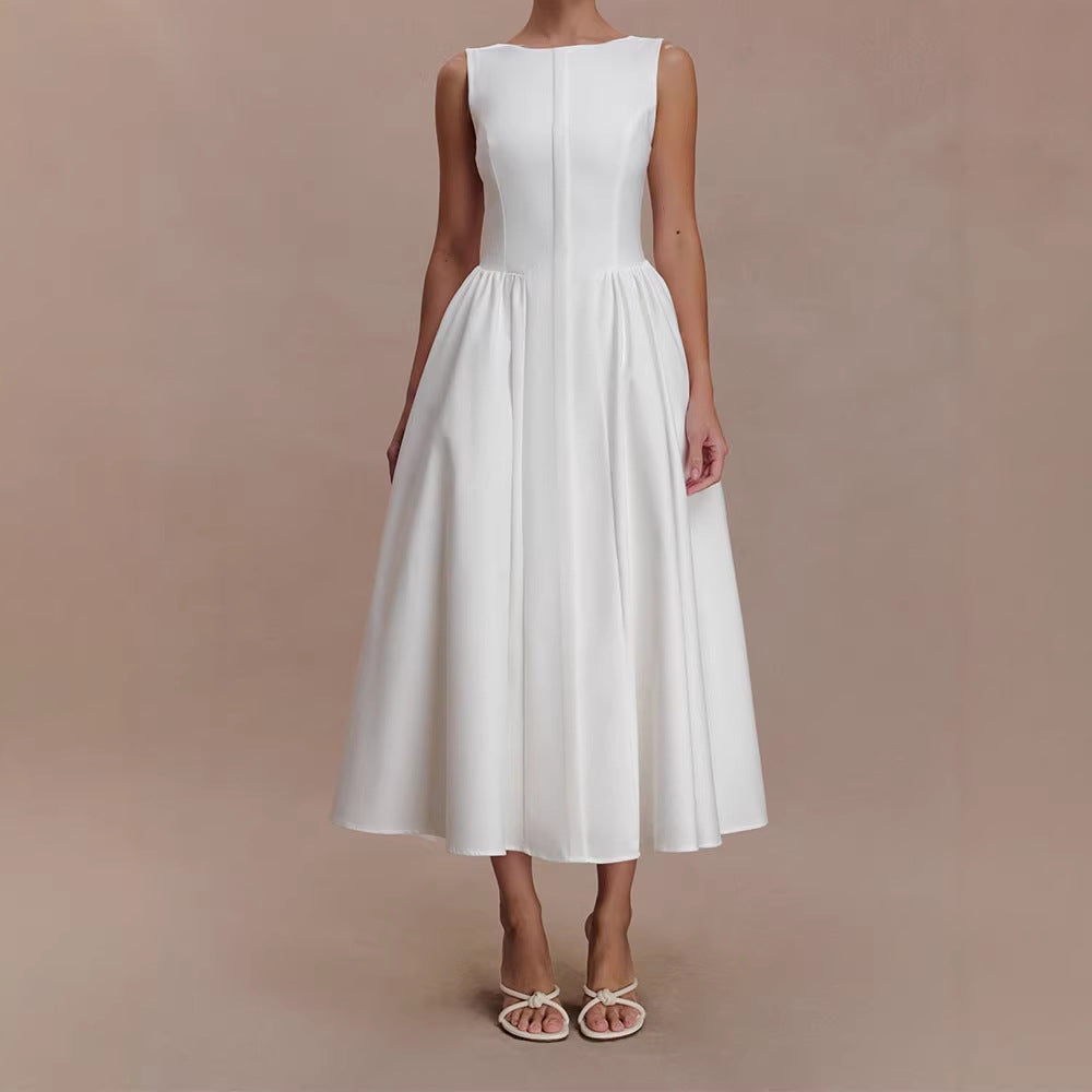 Damen Elegantes Midikleid mit femininen A-Linien-Rock Drune
