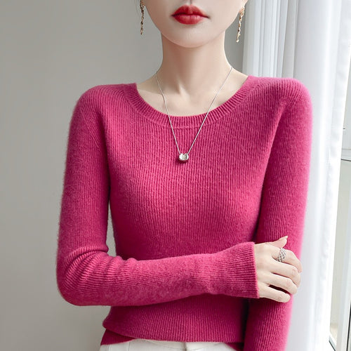 Damen Taillierter Rundhals-Pullover aus fein gerippter Kaschmir‑Optik Drune
