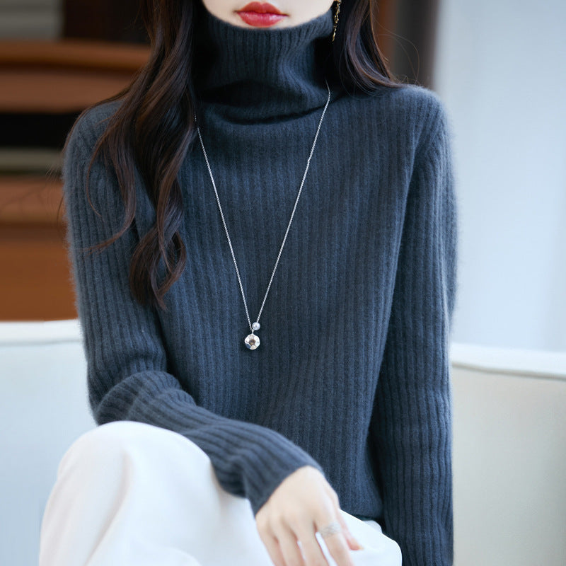 Damen Schlanker Feinstrick-Rollkragenpullover mit feiner Rippenstruktur und kaschmirähnlicher Haptik Drune