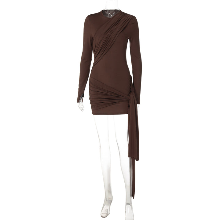 Damen Wickelkleid mit raffinierter Drapierung und langen Ärmeln Drune