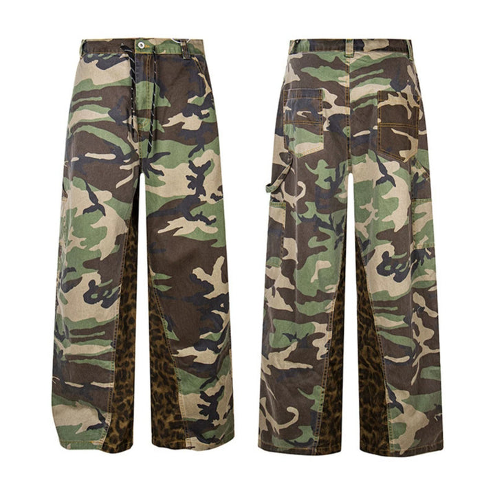 Damen Weite Cargo-Culottehose mit Camouflage-Print und Leoparden-Detail Drune