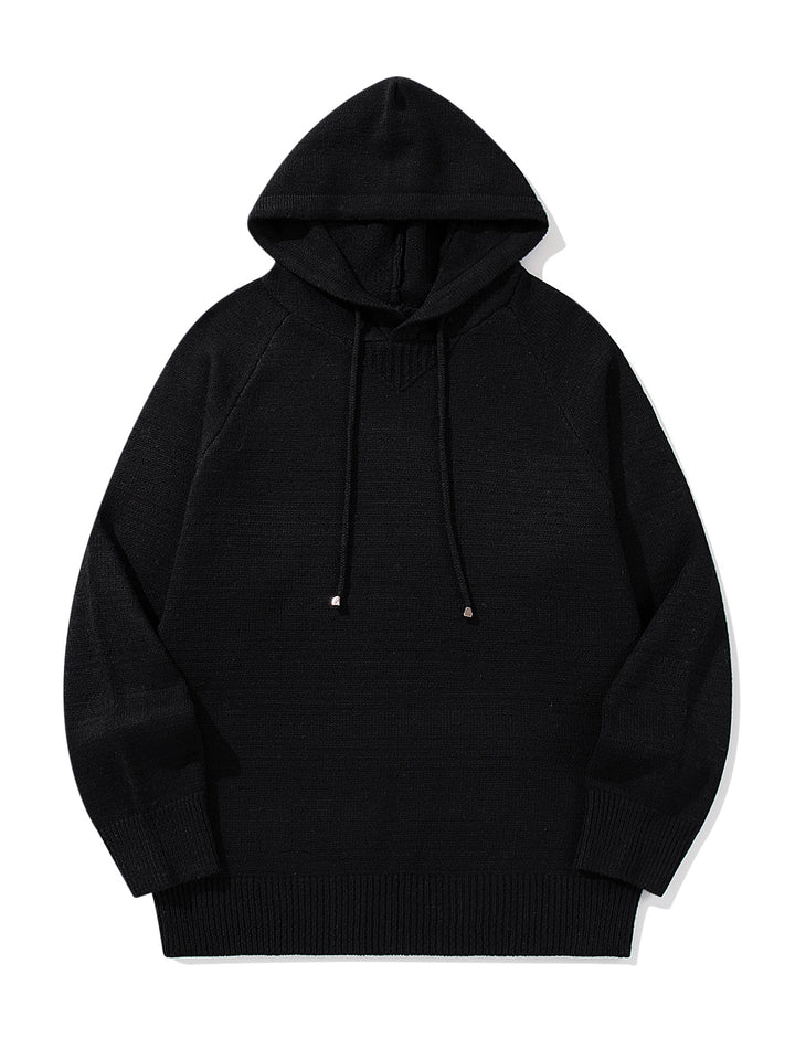 Unisex Strick-Kapuzenpullover mit Raglanärmeln und breitem Rippenbund Drune