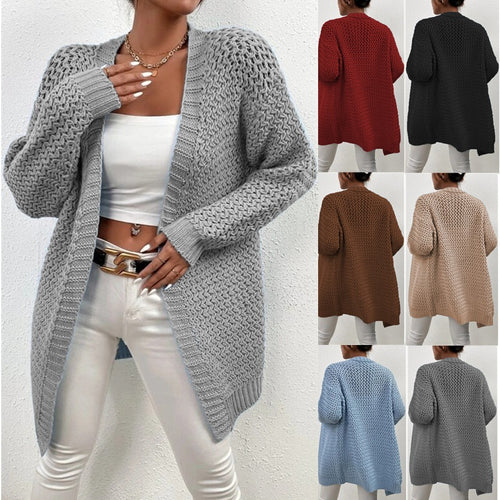 Damen Offener Strickcardigan mit luftiger Struktur und weitem Schnitt Drune