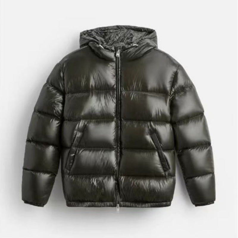 Herren nan steppte Kapuzenjacke mit glänzender Oberfläche, warmer Synthetikfüllung und Zweiwege-Reißverschluss Drune