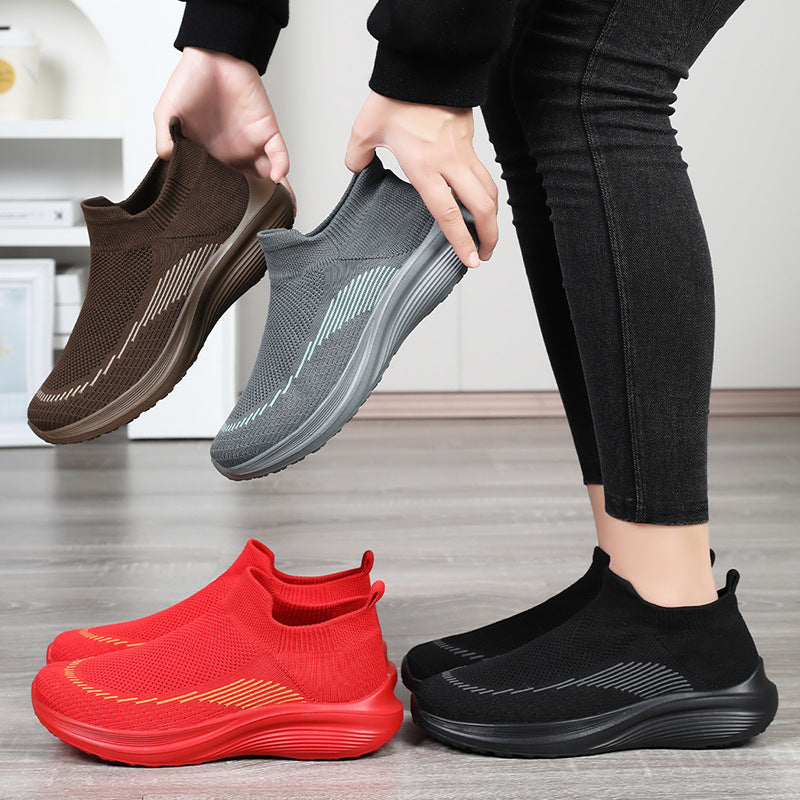 Damen Bequeme und atmungsaktive Slip-On Sneakers mit nahtloser Strick-Oberfläche Drune
