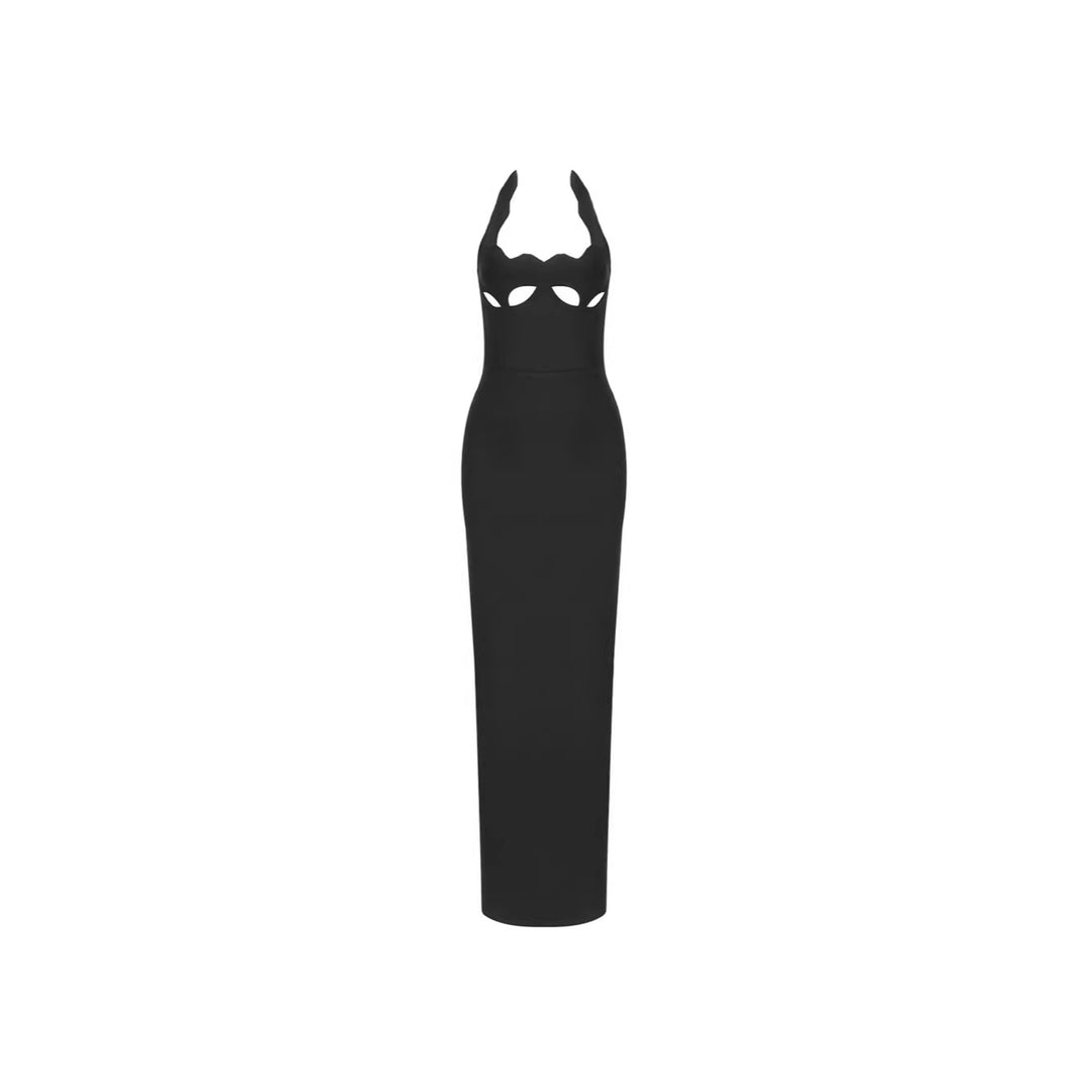Damen Maxikleid mit innovativem Cut-Out-Design und sexy Schlüssellochausschnitt Drune