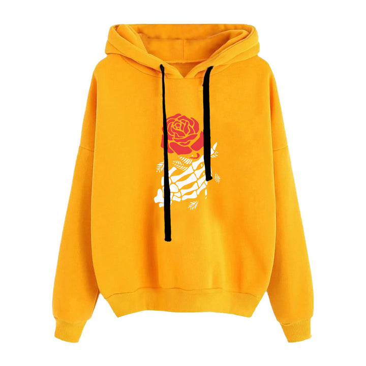Damen nan lässiger Oversize Kapuzenpullover mit Herz‑und‑Pfotenprint, Kordelzug und gerippten Bündchen Drune