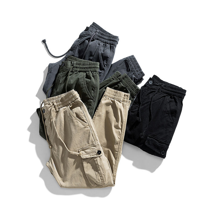 Herren Utility-Cargohose im Joggerstil mit elastischem Tunnelzugbund und Mehrfach‑Taschen Drune