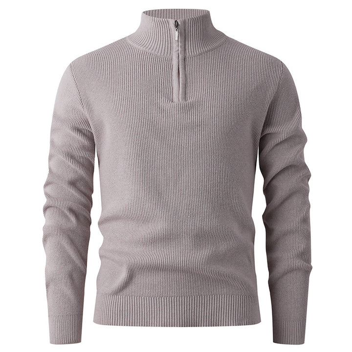 Herren Feinstrick‑Halbzip‑Pullover mit geripptem Mockneck und schlanker Passform Drune