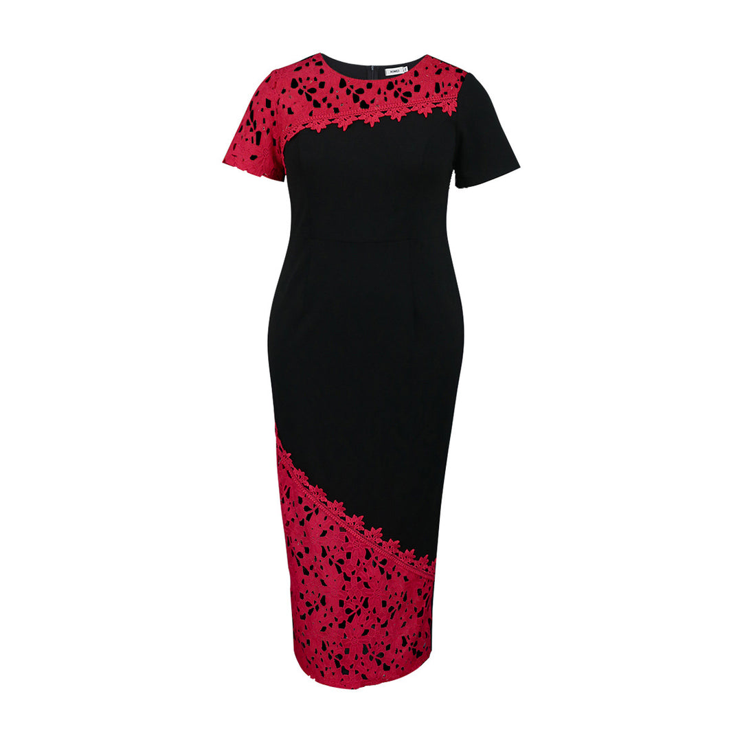 Damen Elegantes Kleid mit Spitzenakzenten und Figurbetontem Schnitt Drune