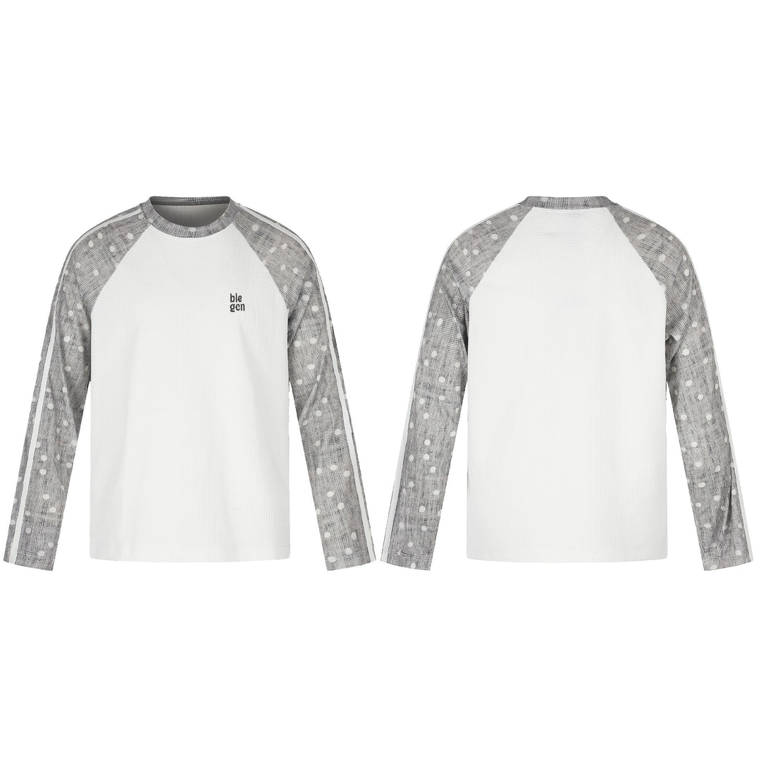 Unisex Waffelstruktur-Sweatshirt mit transparenten Kontrastärmeln, Raglan und Seitenstreifen Drune