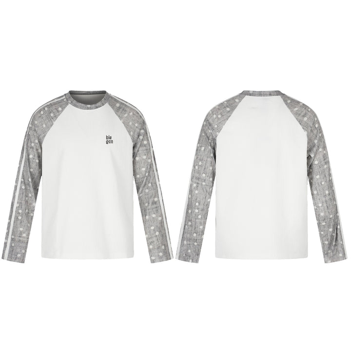 Unisex Waffelstruktur-Sweatshirt mit transparenten Kontrastärmeln, Raglan und Seitenstreifen Drune