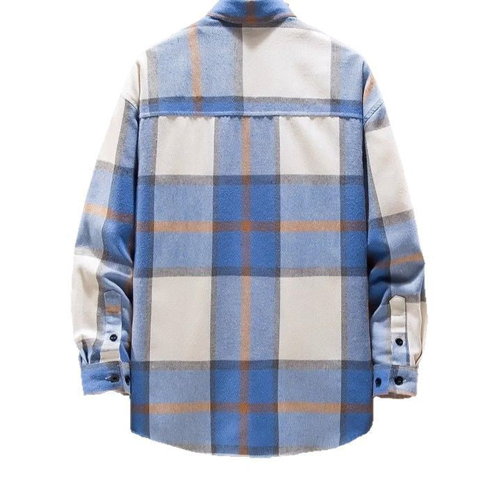 Herren nan oversized kariertes Flanellhemd mit Brusttasche und klassischem Knopfverschluss Drune