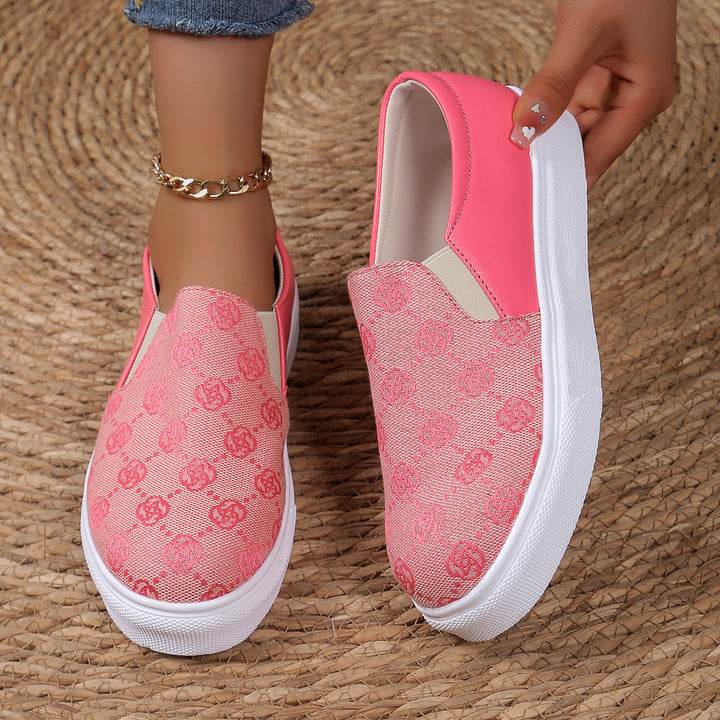 Damen Slip-On Plateau-Sneaker mit Glitzerfront, gepolstertem Fersenbereich und weißer Profilsohle Drune