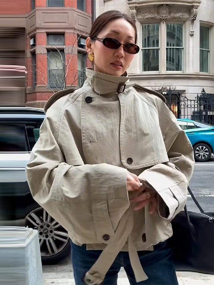 Damen modischer Oversize-Trenchcoat mit schmalem Gürtel Drune