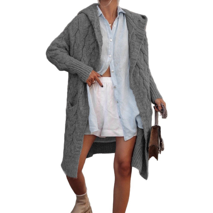 Damen Grobstrickcardigan mit offenem Design und eleganter Kapuze Drune