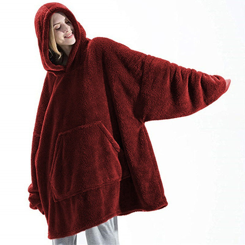 Damen Kuschelige Oversize-Hoodiejacke aus Fleece mit Kängurutasche Drune
