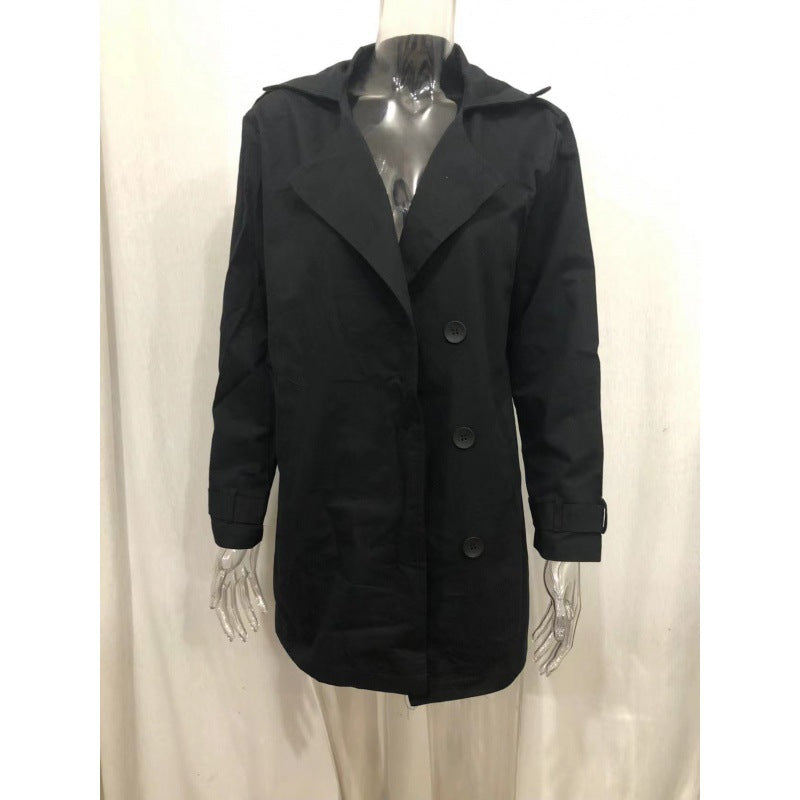 Herren modischer Trenchcoat mit doppelter Knopfleiste und praktischem Taschen Drune