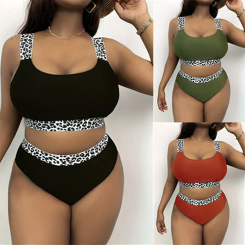 Damen Hochgeschnittenes Bikini-Set mit trendigem Tiermuster Drune