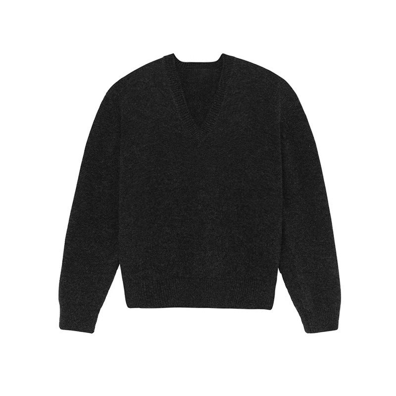 Damen lässiger V-Ausschnitt Pullover aus weichem Material Drune