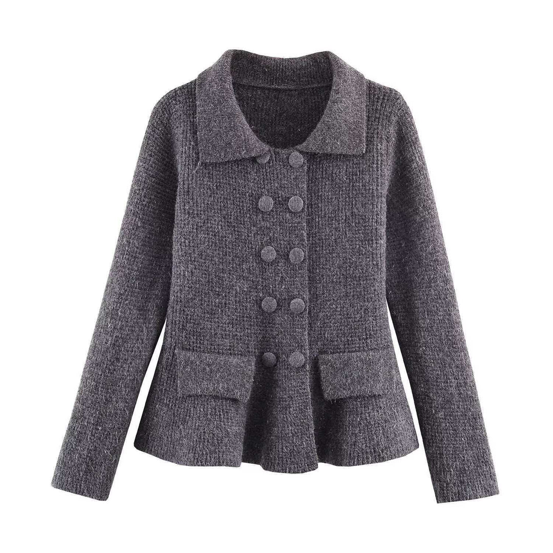 Damen lässige Strickjacke mit femininer Silhouette Drune