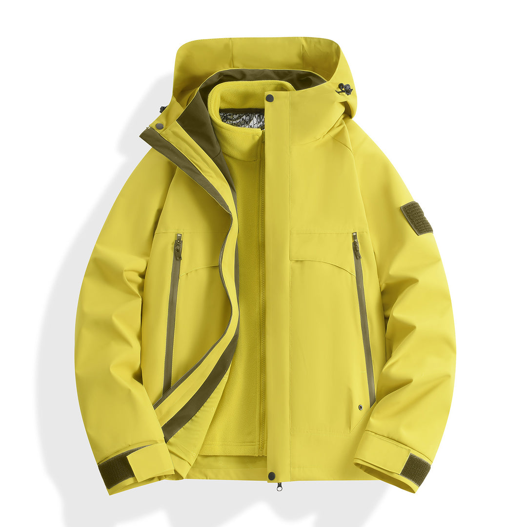 Damen wasserdichter modularer Parka mit abnehmbarer Fleece-Innenjacke und technischer Kapuze Drune