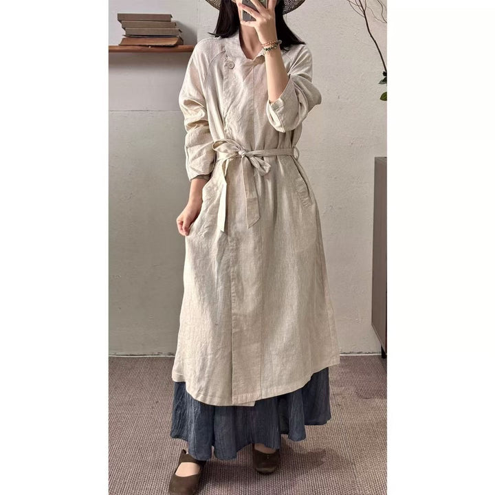 Damen Leinen Trenchcoat Drune