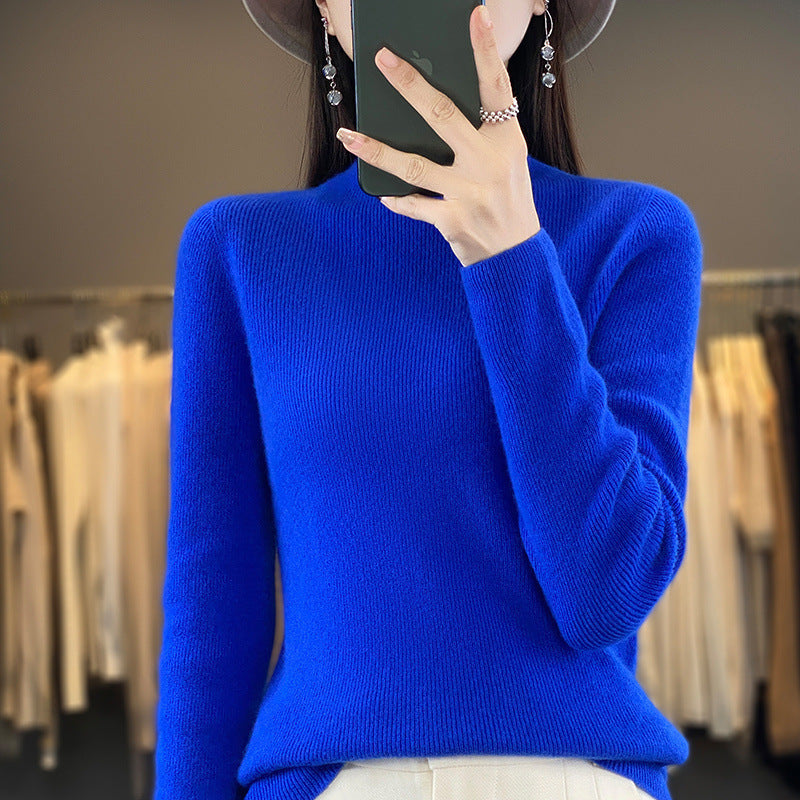 Damen Premium-Feinstrick-Mockneckpullover mit extra langen Ärmelabschlüssen und feiner Rippenstruktur Drune