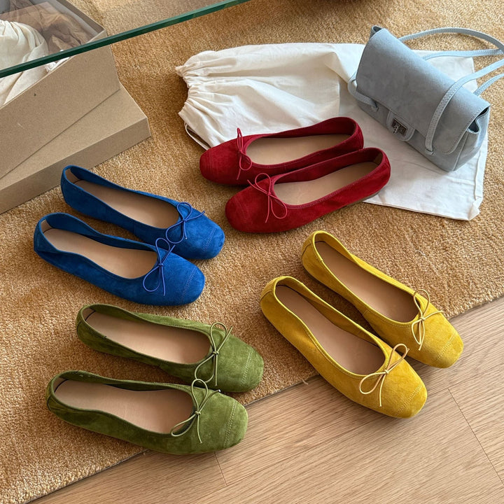 Damen Ballerinas aus weichem Wildleder mit modischem Schleifendetail Drune
