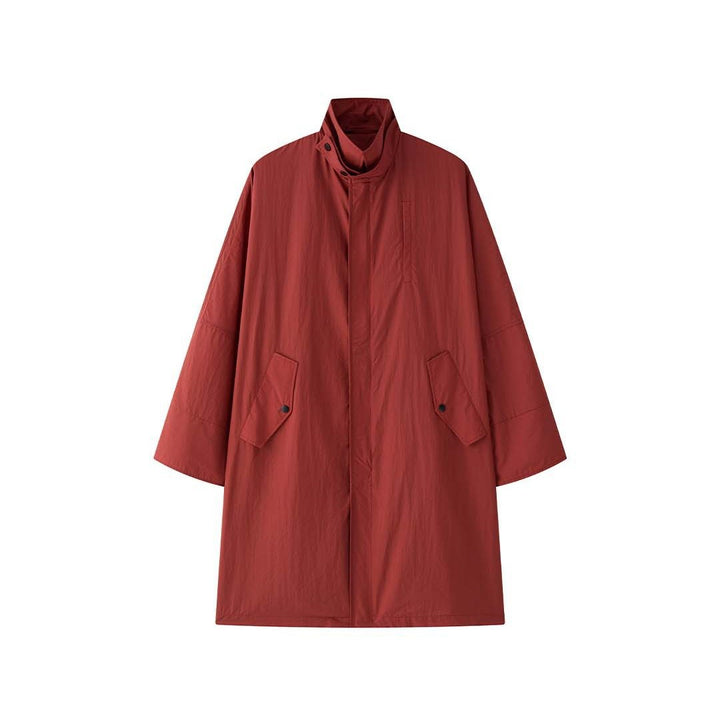 Damen Leichter Oversize-Regenparka mit hohem Stehkragen und verdeckter Druckknopfleiste Drune