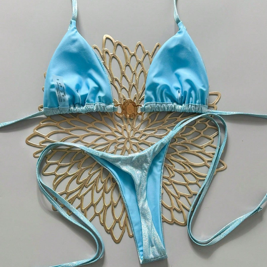 Damen Glänzender Bikini Drune