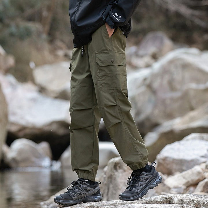 Herren Weite Relaxed-Cargo-Freizeithose mit Tunnelzugbund & Multifunktions‑Taschen Drune