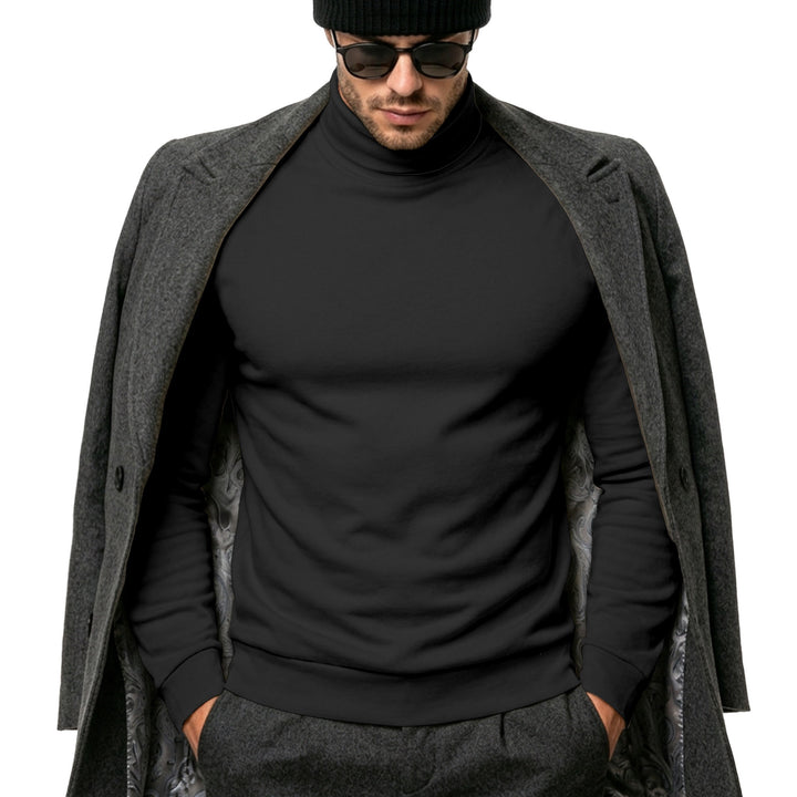 Herren Eleganter Baumwoll-Mix Rollkragenpullover Slim Fit Drune