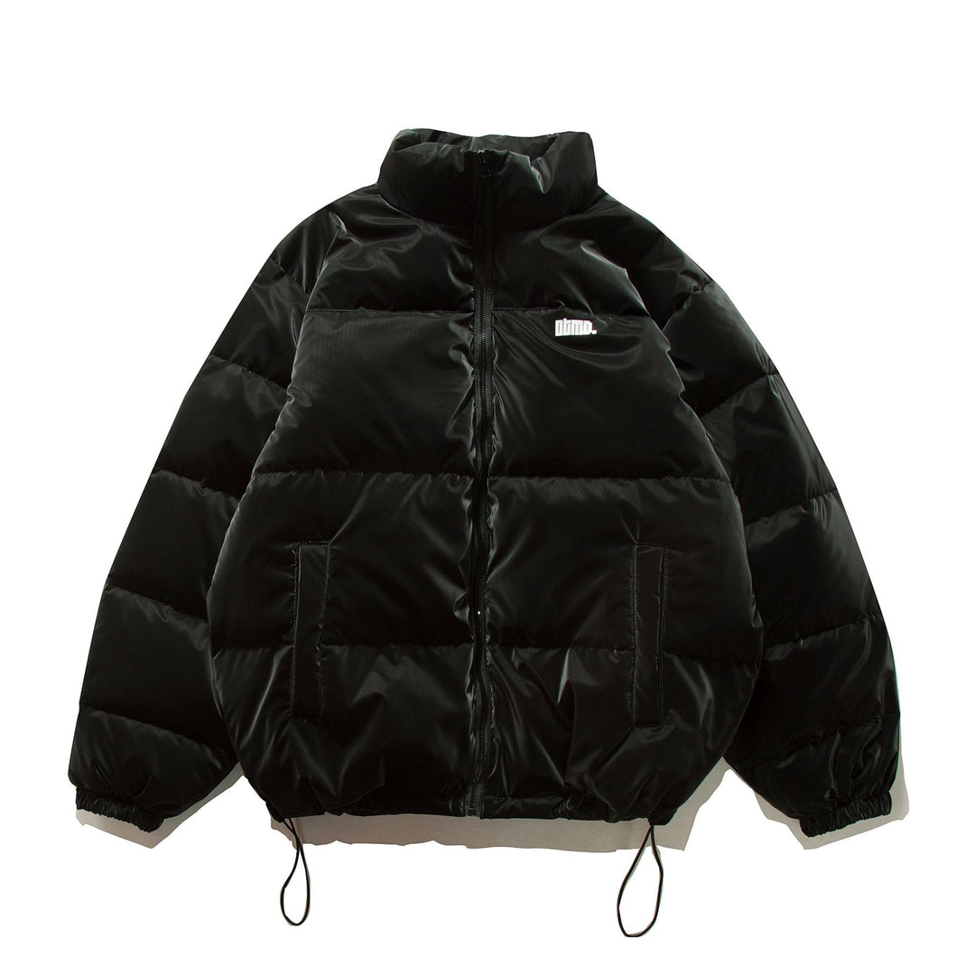 Unisex Kurzer Oversize Stepp-Puffer mit hohem Stehkragen und Kordelzug Drune