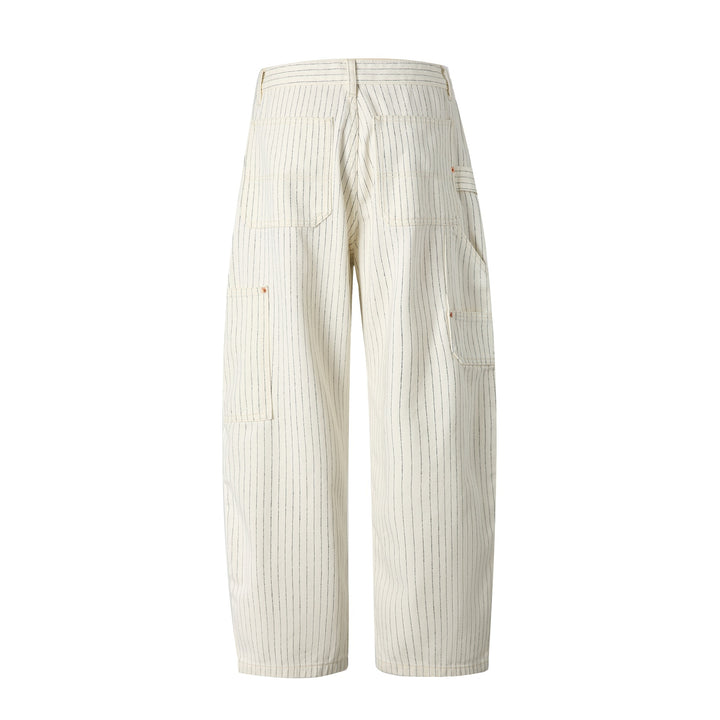 Damen Carpenterhose aus Leinen‑Baumwollmix mit Nadelstreifen und Hammerloop Drune