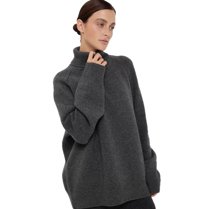 Damen Kuscheliger Rollkragenpullover aus feinem Strickmaterial Drune