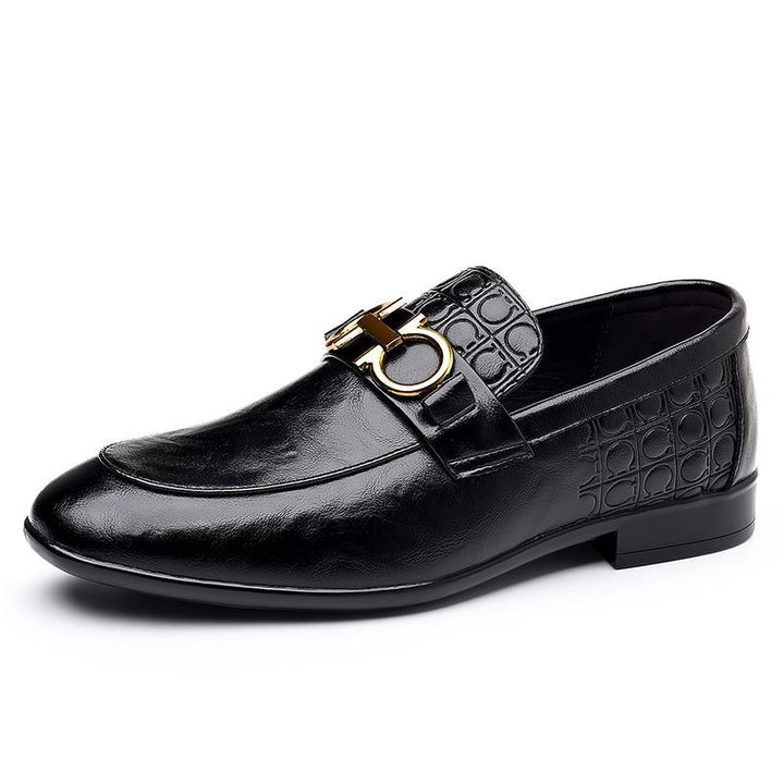 Herren Eleganter Lederlook-Loafer mit Krokoprägung und goldener Bit-Schnalle Drune