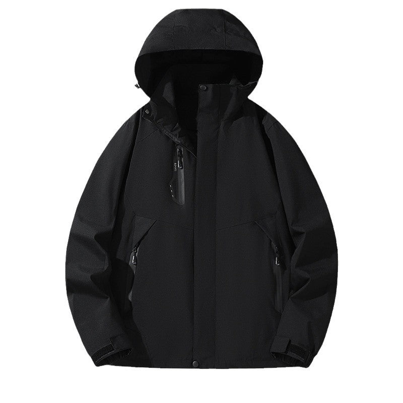 Herren Softshell-Windjacke mit Kapuze, wasserdichten Reißverschlüssen und verstellbarem Saum Drune