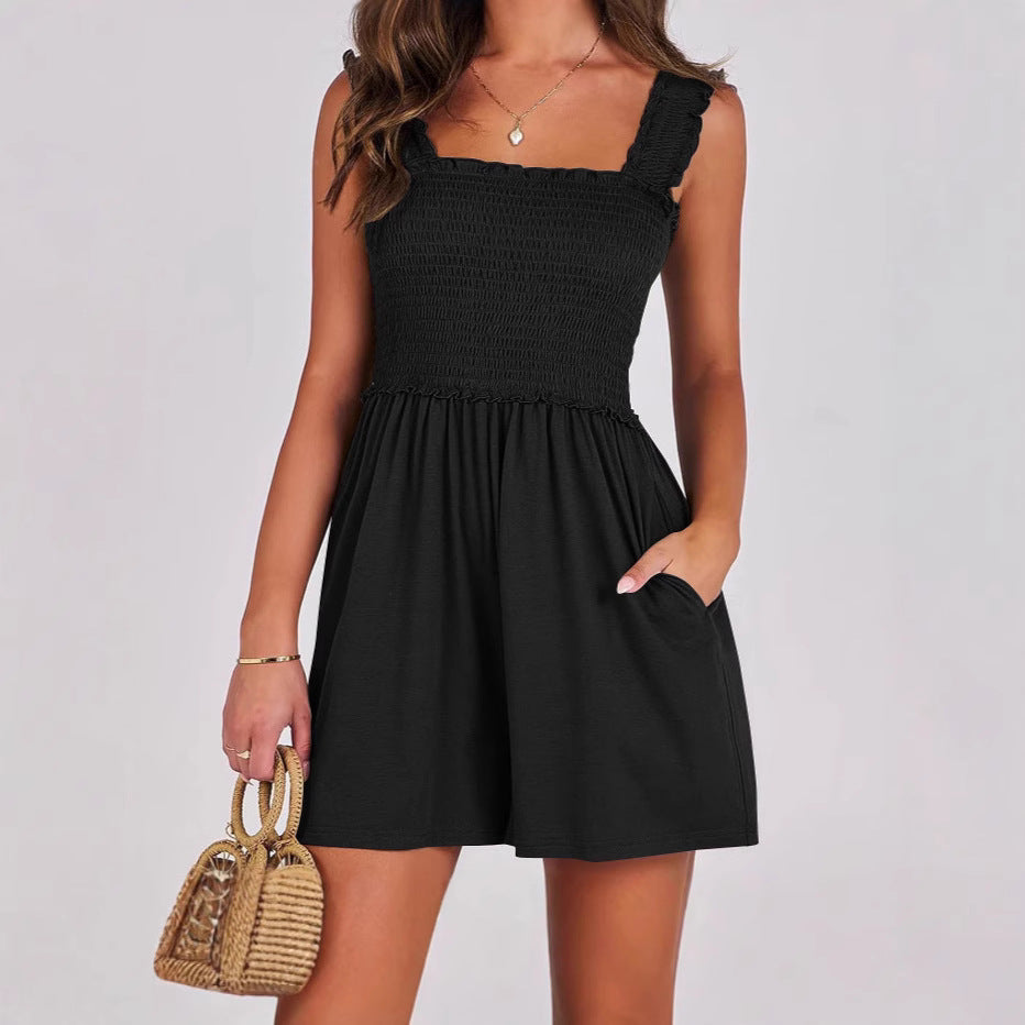 Damen verführerisches Sommerkleid mit Rüschendetails und praktischen Taschen Drune